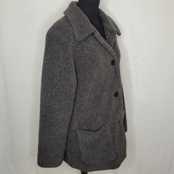 Kristen Blake Apre's Gray Vintage Button Front Oversized Teddy Bear Coat - Sz L - Picture 3 of 13